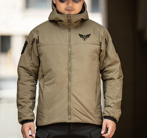 Veste tactique à capuche noire pour homme sur mesure, coupe-vent, fermeture éclair, avec poches utilitaires et capuche réglable - Product Image 6