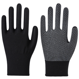 Guantes de punto de alta calidad para jardinería, mano de algodón negro, trabajo de construcción Industrial, calibre 13, punto de nailon, guantes punteados de PVC - Product Image 2