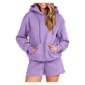 ชุดเซ็ตเสื้อฮู้ดดี้และกางเกงขาสั้นลำลองใส่สบาย ปี 2026 คุณภาพสูง ปรับได้ ขายดี ชุดสองชิ้นสำหรับผู้หญิง - Product Image 4