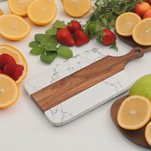 Nouvelle planche à découper de bloc de boucher noir ensemble de planches à découper décoratives de cuisine en marbre rondes faites à la main en Inde - Product Image 4