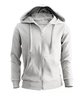 Sweat à capuche zippé confortable pour homme, couleur unie, tricoté, doublé, anti-plis, 100% coton, teinture unie, style hip-hop pour l'automne et l'hiver - Product Image 4