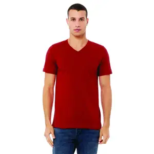 Regular Fit Ribbed Crewneck 100% Cotton Single Jersey Short Sleeves Vivid Red Men Essentials T-Shirts