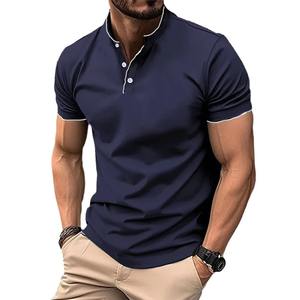 Chemise décontractée pour homme, couleur unie, manches courtes, col boutonné, 100% polyester, respirante, séchage rapide, légère, streetwear - Product Image 5