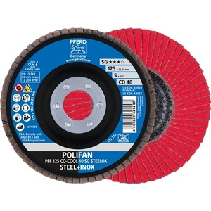 Disque à lamelles plat en céramique POLIFAN CO-COOL SG STEELOX Inox, grain 40, 125 mm, lot de 10 - Product Image 1