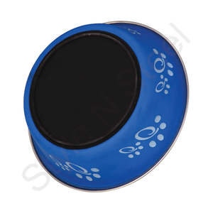 Cuenco para mascotas en relieve de acero inoxidable con base antideslizante de arco Color verde para mascotas Nuevo cuenco para mascotas de fusión unida - Product Image 2