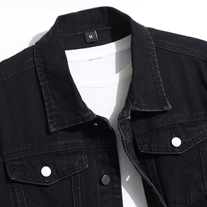 Veste en jean unie délavée pour homme, style vintage taille haute, col rabattu, coupe slim, style hip-hop, vêtement d'extérieur, vente en gros, hiver - Product Image 3