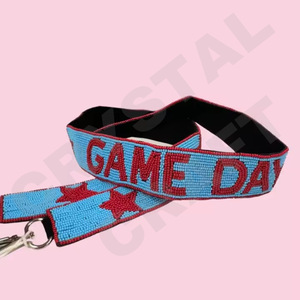 Game Day Custom White Gold Seed Bead Bag Straps 'Hook Em Horns' Accesorio de moda Correa de monedero con cuentas - Product Image 4