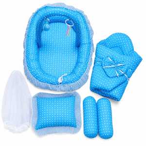 Portable Quality Baby Lounger Nest Soft Cotton 300tc Polka Dot Newborn Bed Set Infant Sleeping Cushion <b>Pillow</b> Bolster Swaddle - Product Image 2