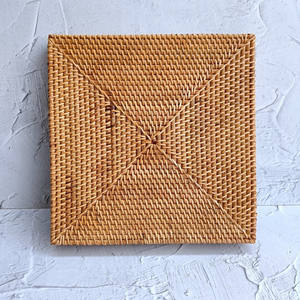 Bandeja de almacenamiento de ratán hecha a mano, bandeja cuadrada de ratán marrón miel tejida a mano, bandeja Bohemia decorativa para Decoración de mesa - Product Image 6