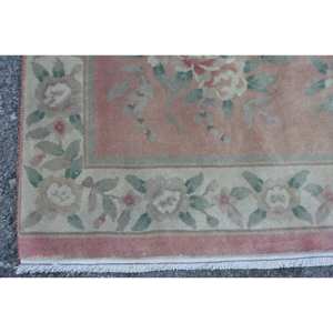 Alfombra Clásica Ecológica de Lana con Diseño de Parches Rosa y Verde, 3.6 x 5.9 pies, Hecha a Mano en Turquía, Rectangular Grande, Pelo Mediano, Látex, para Pasillo o Habitación - Product Image 3