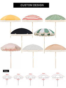 Parasols de patio portables en <span class=keywords><strong>bois</strong></span> personnalisés avec protection UV solaire, franges et glands, fabricant de parasols de plage - Product Image 4