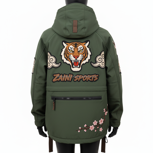 Chaqueta Softshell para exteriores para mujer, tela a prueba de viento, Parche de tigre verde oliva, bordado, diseño de logotipo personalizado, chaqueta Softshell para mujer - Product Image 2