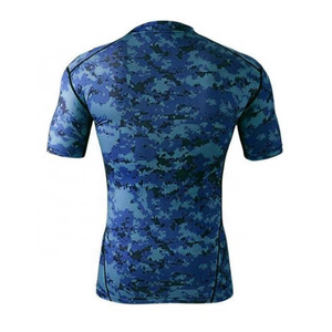 Usine de fabrication personnalisée Sublimation Rash Guard BJJ MMA manches courtes évacuation de l'humidité Compression Spandex/Polyester 220g - Product Image 2