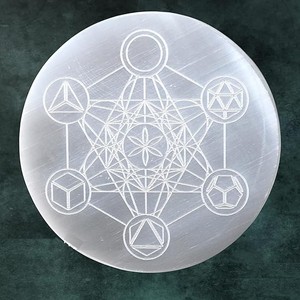 Natural Selenite Charging Plate Metatron's Symbol for Reiki Healing Wholesale Selenite Charging Plates wholesale <b>crystal</b> - Product Image 3