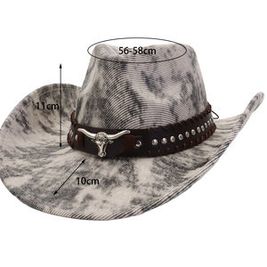 Nouveaux chapeaux de cow-boy en cuir personnalisés pour hommes en plein air chapeaux de cow-boy en cuir véritable chapeaux de mode en gros - Product Image 6