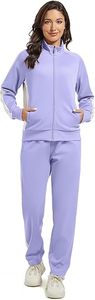 Tenues de sport de jogging décontractées 2 1 pour femmes ensemble de survêtement à fermeture éclair à manches longues avec poches à col montant Design solide pour la saison d'automne - Product Image 2