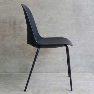 Stackable Minimalist <b>Dining</b> <b>Chair</b> with Molded Plastic Back and Iron Legs - Product Image 3