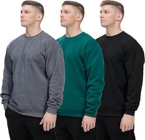 Sweat-shirt unisexe décontracté à col rond, lot de 3, en molleton, manches longues, basique, pull d'hiver, brodé, perlé, service OEM - Product Image 3