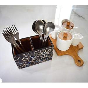 ที่วางช้อนไม้พิมพ์ลายทันสมัยพร้อมการตกแต่งแบบโบราณ ที่วางช้อนไม้พิมพ์ลายสำหรับห้องครัวสไตล์วินเทจ - Product Image 1
