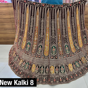 Rajwadi 11000 terciopelo pesado Lehenga Jarkan corte pasta trabajo doble lata 3,5 M Flair largo Choli 1,2 M Dupatta 2,5 M borde verano invierno - Product Image 3