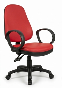 Ergonomic PU Leather Office Chair with Fixed Armrests Swivel Base for Home Office Use - Product Image 2