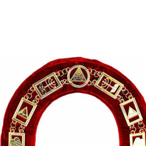Collier de chaîne de haut prêtre fabriqué en usine collier de chaîne maçonnique Royal Arch Mark Masters plaqué or support rouge - Product Image 5