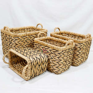 Panier de rangement en jonc de mer, boîtes cadeaux en osier tressé pour la maison et le bureau - Product Image 6