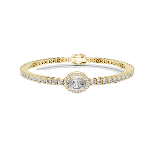 Bracelet tennis ovale halo en diamant de laboratoire 3.837 CT, taille brillant ovale et ronde, or 10KT, 14KT, 18KT et argent 925, rose - Product Image 1