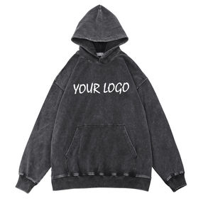 Sweat à capuche vintage délavé à l'acide pour hommes avec logo personnalisé pull en coton Style automne Hip Hop vente en gros d'impression numérique - Product Image 1