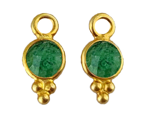 Pendentifs de lunette fantaisie en Vermeil doré, pierre précieuse ronde de fraise verte, taille de 4mm, pendentif de lunette rond en argent Sterling 925 - Product Image 1