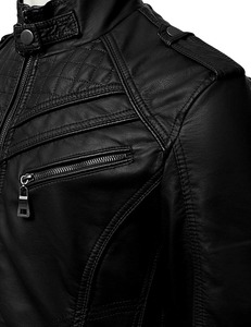CHAQUETA DE CUERO NEGRO DE PIEL DE OVEJA REAL PARA HOMBRE - Product Image 3