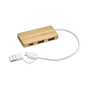 Hub USB in Bambù Personalizzato, Gadget Promozionale per Arredamento Unico Ufficio o Casa - Product Image 3