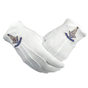 Top Vente logo carré brodé personnalisé Pakistan usine bonne qualité maçonnique regalia gants en cuir blanc pour franc-maçon - Product Image 6