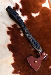 Hache viking artisanale en acier à haute teneur en carbone avec manche en bois et étui en cuir fin, hache de qualité industrielle - Product Image 5