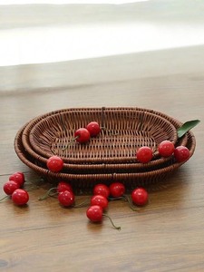 Plateau de service en bois de rotin naturel vietnamien de qualité supérieure, fabriqué à la main, écologique et sophistiqué pour les fruits et légumes du dîner - Product Image 2