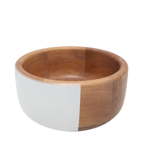 Lot de 3 bols ronds en bois d'acacia de couleur blanche et naturelle bol à fruits de petite taille pour la décoration de cuisine et de mariage personnalisée - Product Image 6
