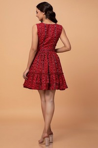 Vestido bohemio de algodón indio hecho a mano hermoso Mini longitud sin mangas verano playa viaje desgaste en venta - Product Image 3