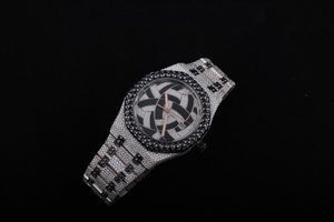 Luxury Men's Iced Quartz <b>Watch</b> Zircon Stainless Steel Fashion Antique Business Design Auto Date - Product Image 3