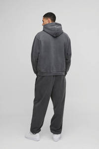 Ensemble de survêtement pour homme, sweat à capuche zippé court à logo personnalisé, coupe classique, léger, en molleton français, impression DTG, pantalon de jogging à jambe droite - Product Image 6