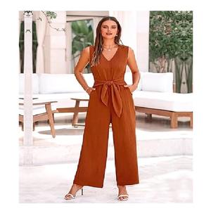 Combinaison décontractée pour femme, respirante, élégante, couleur unie, 100% coton, écologique, imperméable, grande taille, orientée vers l'exportation - Product Image 4