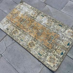 2.3x4.1 ft Small Turkish Rug, Vintage Rug, <b>Brown</b> Blue Moroccan <b>Wool</b> Rug - Product Image 4