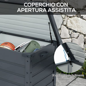 Outsunny 295L Cofre de Almacenamiento para Exteriores con Cerradura y 2 Asas, Acero Galvanizado, 120x62x66 cm, Gris Oscuro - Product Image 6