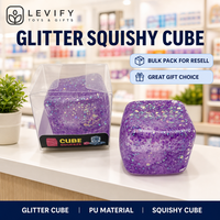 Cube souple scintillant anti-stress à presser, ultra-résistant, à remontée lente, pour apaiser les mains et calmer le bureau