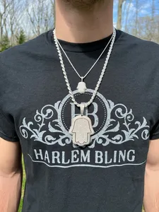 Pendentif main Hamsa MOISSANITE en argent sterling 925 finition glacée - Product Image 6