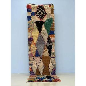 Tapis Boucherouite marocain authentique fait main, style bohème chic, coloré, vintage, artisanat Atlas, décoration. - Product Image 1