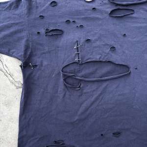 Camisetas de manga corta para hombre, estilo streetwear, diseño desgastado personalizado, cuello redondo, algodón, gran venta. - Product Image 5