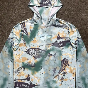 Sweat à capuche extérieur léger Protection solaire UPF 50 Plus Maillot de pêche à manches longues Taille XL avec trous pour les pouces Conception personnalisée - Product Image 2