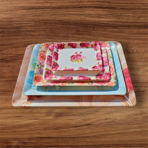 Bandeja de servicio de melamina con logotipo personalizado al por mayor, bandejas rodantes de fabricantes de gran tamaño, bandeja de servicio de melamina de plástico prémium - Product Image 5