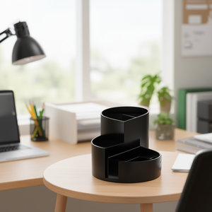 MAUL 14 X 12.5 cm Black ABS <b>Plastic</b> Round Box Pencil Holder Desktop & <b>Drawer</b> Organizer - Product Image 3