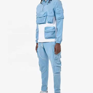 OEM survêtement coupe-vent en nylon pour hommes personnalisé jogging réfléchissant nouveau plusieurs poches poitrine ensemble de survêtement coupe-vent personnalisable - Product Image 3